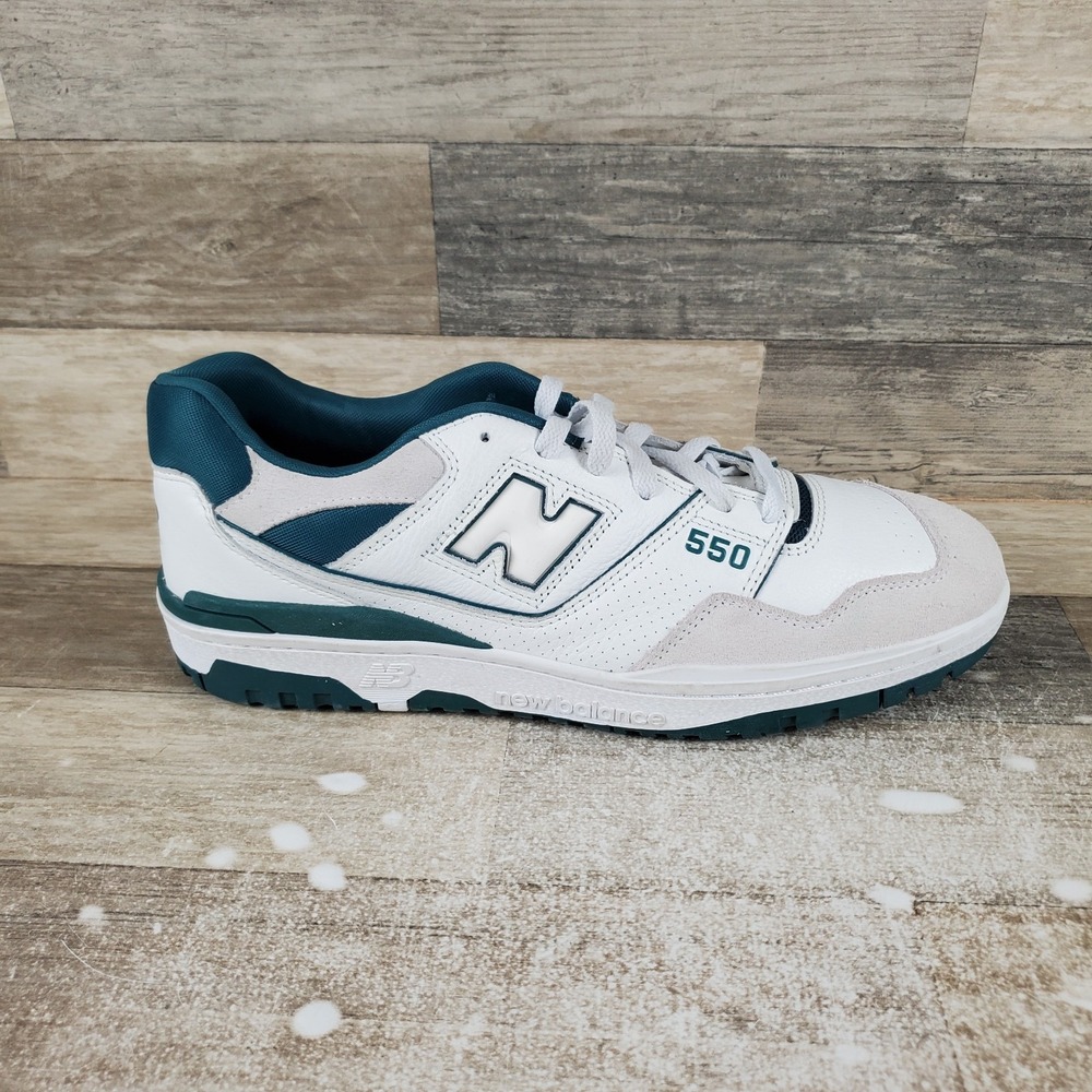 New Balance‎ 550 Mens Shoes Sz 13 White Vintage Teal Lace Up Round Toe Sneakers